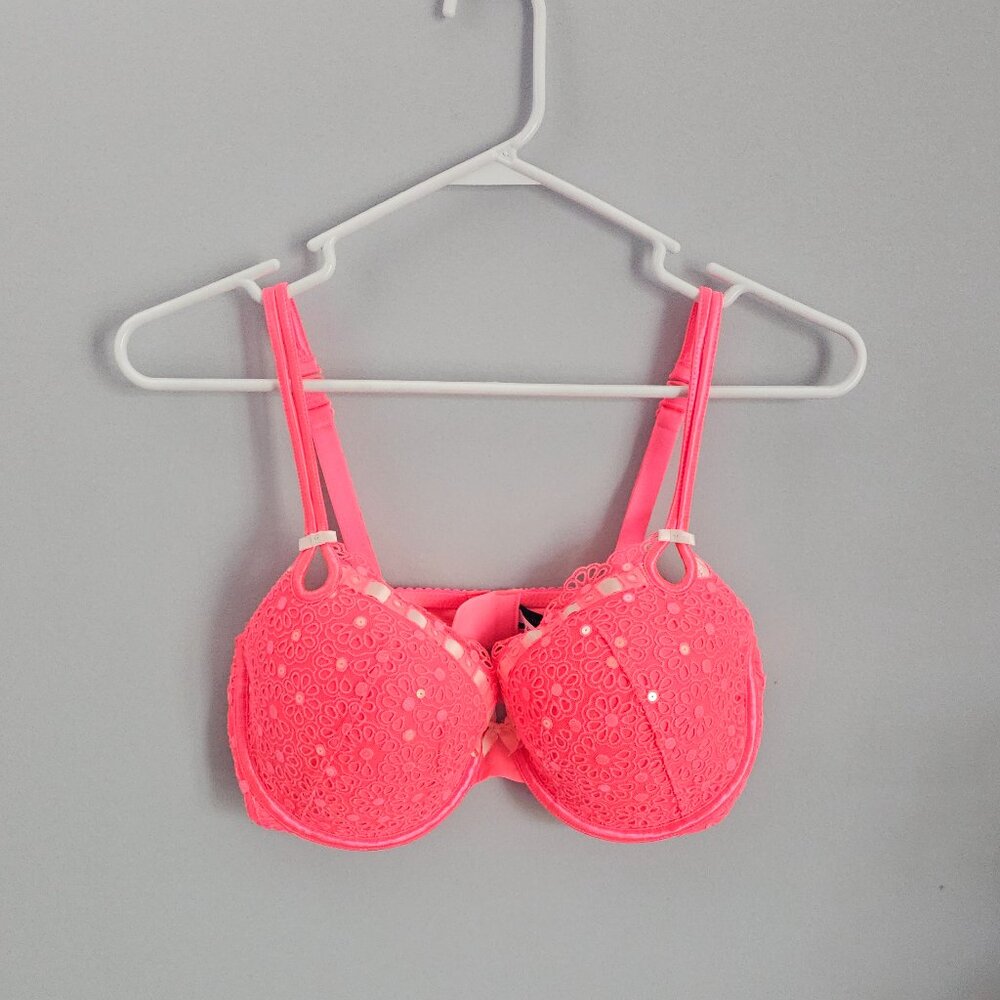 Victoria's Secret Sexy Little Things Sequin & Lace Bra - Coral 36DD